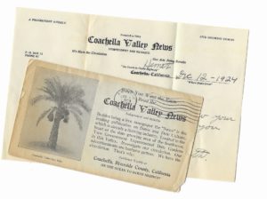Letterhead and an envelope from the Coachella Valley News - a newspaper operated by Dilworth (1924)